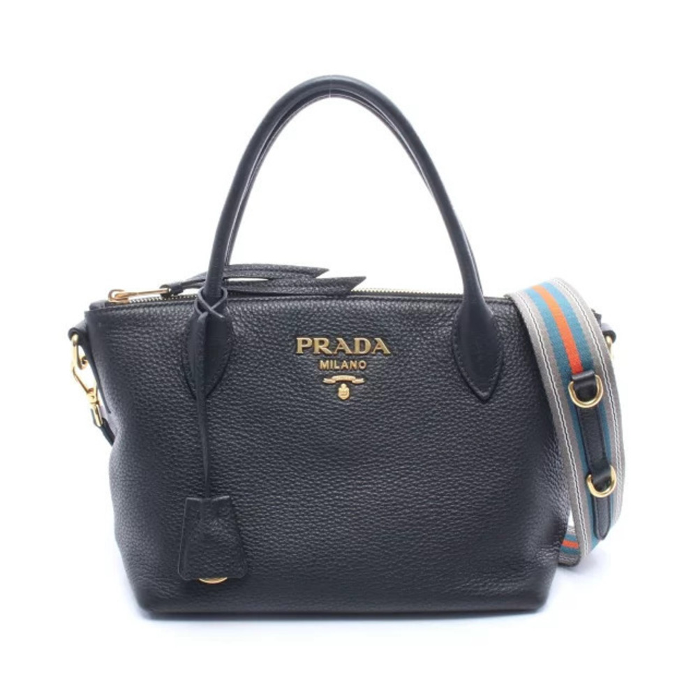 Prada Vitello Daino Handbag Leather Black